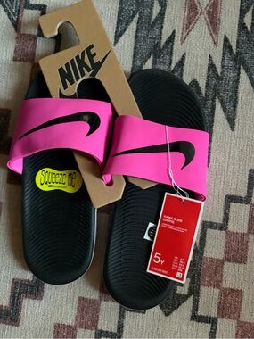 Nike youth Pink and Black Slide Sandals